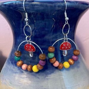 Handmade mushroom beaded earrings